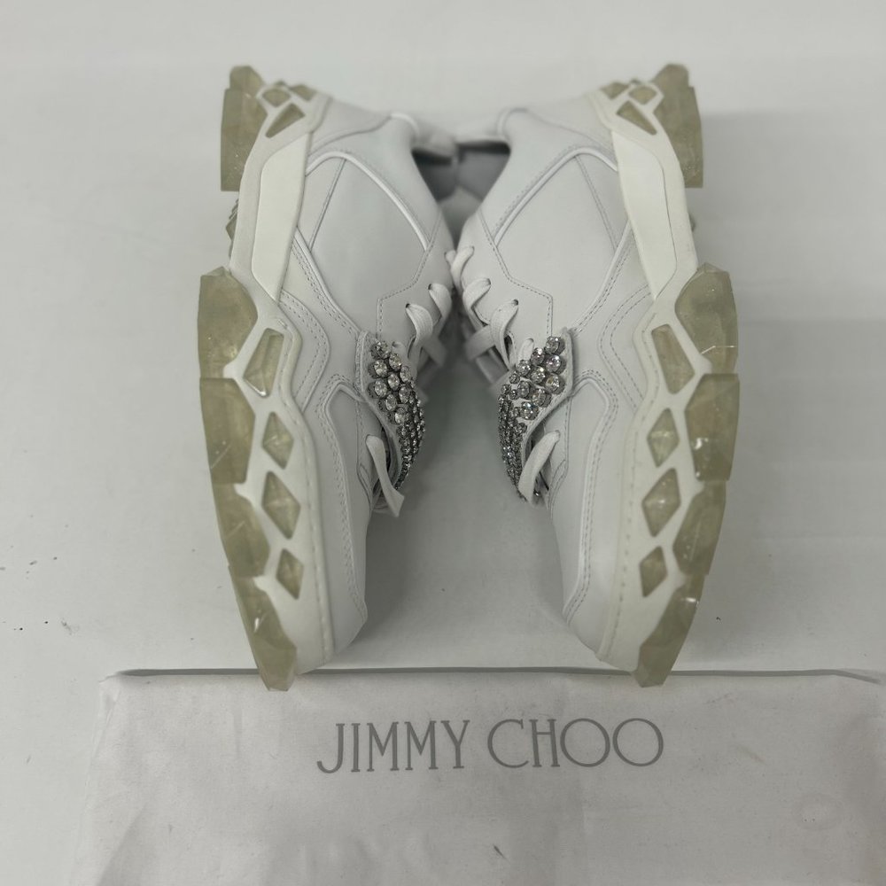 Jimmy Choo Men's White Diamond X Strap Low-Top Sneakers - Picture 4 of 9